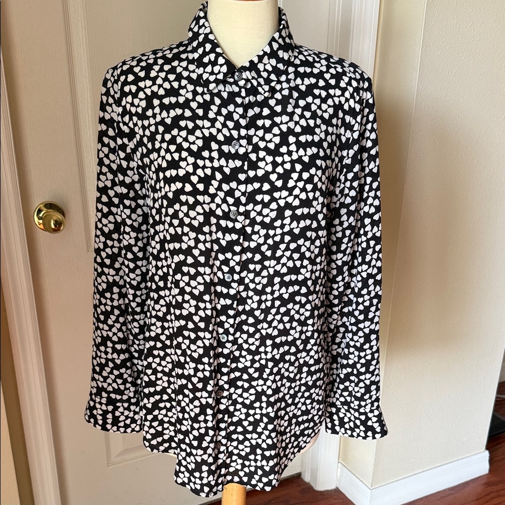 Equipment Black & White Heart Silk Shirt
